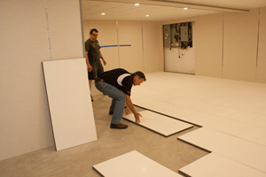 Installing insulated subfloor panels in Islip