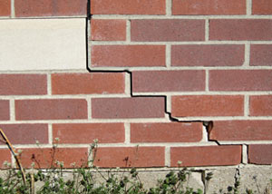 a foundation wall crack on a Central Islip home.