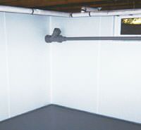 basement vapor barriers on the walls in a formerly leaky basement in [city], LI